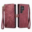 For Samsung Galaxy S25 Ultra 5G Geometric Zipper Wallet Side Buckle Leather Phone Case(Red) - 2