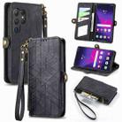For Samsung Galaxy S25 Ultra 5G Geometric Zipper Wallet Side Buckle Leather Phone Case(Black) - 1