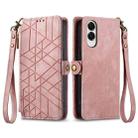 For Samsung Galaxy S25 Edge 5G Geometric Zipper Wallet Side Buckle Leather Phone Case(Pink) - 2