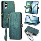 For Samsung Galaxy S25 Edge 5G Geometric Zipper Wallet Side Buckle Leather Phone Case(Green) - 1