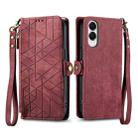 For Samsung Galaxy S25 Edge 5G Geometric Zipper Wallet Side Buckle Leather Phone Case(Red) - 2
