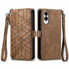 For Samsung Galaxy S25 Edge 5G Geometric Zipper Wallet Side Buckle Leather Phone Case(Brown) - 2
