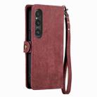 For Sony Xperia 1 V Geometric Zipper Wallet Side Buckle Leather Phone Case(Red) - 3