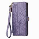 For Sony Xperia 1 V Geometric Zipper Wallet Side Buckle Leather Phone Case(Purple) - 2