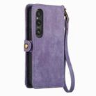 For Sony Xperia 1 V Geometric Zipper Wallet Side Buckle Leather Phone Case(Purple) - 3