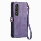 For Sony Xperia 5 III Geometric Zipper Wallet Side Buckle Leather Phone Case(Purple) - 3