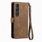 For Sony Xpreia Ace 3 Geometric Zipper Wallet Side Buckle Leather Phone Case(Brown) - 3