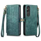 For Sony Xperia 5 VI Geometric Zipper Wallet Side Buckle Leather Phone Case(Green) - 1