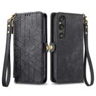 For Sony Xperia 5 VI Geometric Zipper Wallet Side Buckle Leather Phone Case(Black) - 1