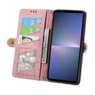 For Sony Xperia 5 V Geometric Zipper Wallet Side Buckle Leather Phone Case(Pink) - 3