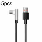 5pcs XJ-92 1m 66W USB to Type-C Elbow Super Fast Charging Data Cable for Huawei and Other Phone(Black) - 1