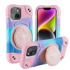 For iPhone 14  Shield PC Hybrid Silicone Phone Case(Camouflag  Pink) - 1