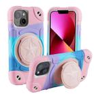 For iPhone 13 Shield PC Hybrid Silicone Phone Case(Camouflag  Pink) - 1