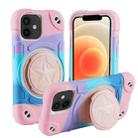 For iPhone 12 Shield PC Hybrid Silicone Phone Case(Camouflag  Pink) - 1