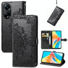 For OPPO A98 Mandala Flower Embossed Leather Phone Case(Black) - 1