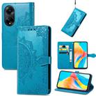 For OPPO A98 Mandala Flower Embossed Leather Phone Case(Blue) - 1