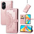 For OPPO A98 Mandala Flower Embossed Leather Phone Case(Rose Gold) - 1