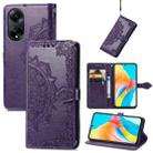 For OPPO A98 Mandala Flower Embossed Leather Phone Case(Purple) - 1