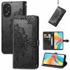 For OPPO A38 Mandala Flower Embossed Leather Phone Case(Black) - 1