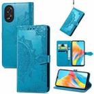 For OPPO A38 Mandala Flower Embossed Leather Phone Case(Blue) - 1