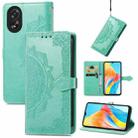 For OPPO A38 Mandala Flower Embossed Leather Phone Case(Green) - 1