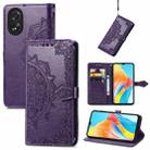 For OPPO A38 Mandala Flower Embossed Leather Phone Case(Purple) - 1