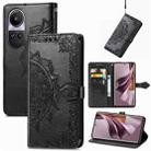 For OPPO Reno10 Pro 5G Mandala Flower Embossed Leather Phone Case(Black) - 1