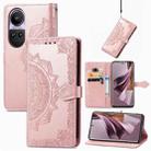 For OPPO Reno10 Pro 5G Mandala Flower Embossed Leather Phone Case(Rose Gold) - 1