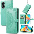 For OPPO A78 4G Mandala Flower Embossed Leather Phone Case(Green) - 1
