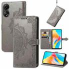 For OPPO A78 4G Mandala Flower Embossed Leather Phone Case(Gray) - 1