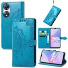 For OPPO A58 5G Mandala Flower Embossed Leather Phone Case(Blue) - 1