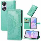 For OPPO A58 5G Mandala Flower Embossed Leather Phone Case(Green) - 1