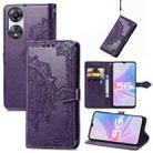 For OPPO A58 5G Mandala Flower Embossed Leather Phone Case(Purple) - 1