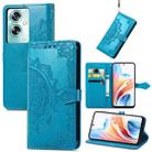 For OPPO A79 Mandala Flower Embossed Leather Phone Case(Blue) - 1