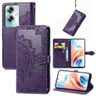 For OPPO A79 Mandala Flower Embossed Leather Phone Case(Purple) - 1