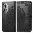 For OPPO Reno11 EU Mandala Flower Embossed Leather Phone Case(Black) - 1