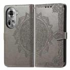 For OPPO Reno11 EU Mandala Flower Embossed Leather Phone Case(Gray) - 1