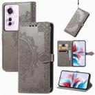 For OPPO Reno11 F 5G Mandala Flower Embossed Leather Phone Case(Gray) - 1