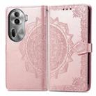 For OPPO Reno11 Pro EU Mandala Flower Embossed Leather Phone Case(Rose Gold) - 1