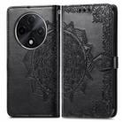 For OPPO A3 Pro Mandala Flower Embossed Leather Phone Case(Black) - 1