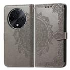 For OPPO A3 Pro Mandala Flower Embossed Leather Phone Case(Gray) - 1