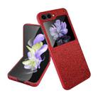 For Samsung Galaxy Z Flip5 5G Glitter Powder Skin PU All-inclusive Phone Case(Red) - 1