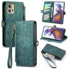 For Motorola Moto Edge 30 Fusion Geometric Zipper Wallet Side Buckle Leather Phone Case(Green) - 1