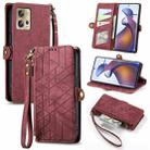 For Motorola Moto Edge 30 Fusion Geometric Zipper Wallet Side Buckle Leather Phone Case(Red) - 1