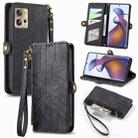 For Motorola Moto Edge 30 Fusion Geometric Zipper Wallet Side Buckle Leather Phone Case(Black) - 1