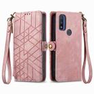 For Motorola Moto G Pure Geometric Zipper Wallet Side Buckle Leather Phone Case(Pink) - 2