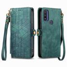 For Motorola Moto G Pure Geometric Zipper Wallet Side Buckle Leather Phone Case(Green) - 2