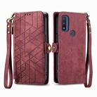 For Motorola Moto G Pure Geometric Zipper Wallet Side Buckle Leather Phone Case(Red) - 2