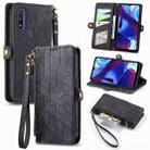 For Motorola Moto G Pure Geometric Zipper Wallet Side Buckle Leather Phone Case(Black) - 1