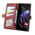 For Motorola Moto Edge 20 Pro Geometric Zipper Wallet Side Buckle Leather Phone Case(Red) - 3